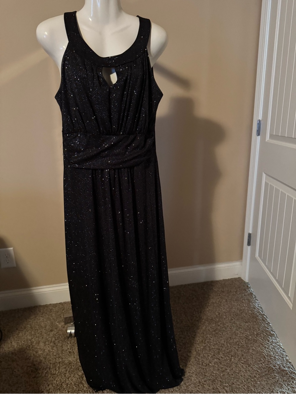 Enfocus Studio Black Sparkle Maxi Dress with Keyhole Neck